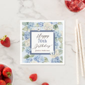 ブルー アジサイ 水彩画 70歳の誕生日 スタンダードカクテルナプキン (インサイチュ)