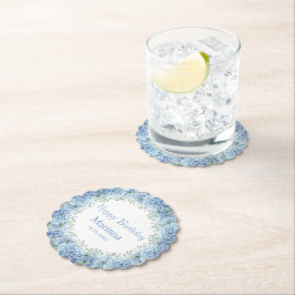 ブルー アジサイ 水彩 花 バースデー ペーパーコースター