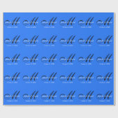 ブルー アトラクティブ チャーミング モノグラム ウェディング ラッピングペーパー (フラット)