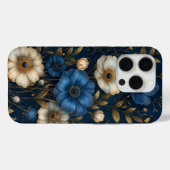 ブルー アネモネ フラワーズ ゴールド デザイン Case-Mate iPhoneケース (裏面 (横))