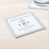 ブルー アフター スキー バチェロレッテ パーティー スクエアペーパーコースター (アングル)