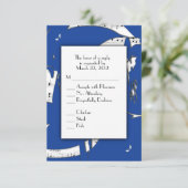 ブルー・アブストラクトミュージックのRSVP（メニュー選択付き） 出欠カード (スタンド正面)