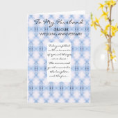 ブルー・アブストラクト・パーソナライズド・ハズバンド・アニバーサリー カード (黄色い花)