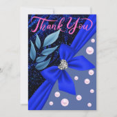 ブルー アブストラクト パール モダン トレンディ ボヘミア 退職 サンキューカード (正面)