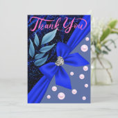 ブルー アブストラクト パール モダン トレンディ ボヘミア 退職 サンキューカード (スタンド正面)