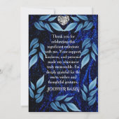 ブルー アブストラクト パール モダン トレンディ ボヘミア 退職 サンキューカード (裏面)