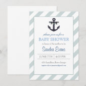 ブルー アホイ アンカー ベイビー シャワー 招待状 (正面/裏面)