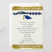 ブルー·アンエレガントド·金ゴールド卒業パーティー·招待状 招待状 (正面/裏面)
