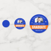 ブルー・アンド・オレンジの卒業写真カスタム コンフェッティ (正面)