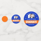 ブルー・アンド・オレンジの卒業写真カスタム コンフェッティ (裏面)