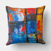 ブルー・アンド・オレンジ・抽象芸術絵画ズ クッション (裏面)