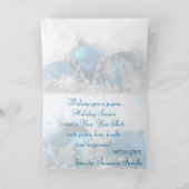 ブルー・アンド・シルバー・メリー・クリスマス・グリーティング・カード シーズンカード (内部)