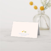 ブルー&イエローのキンポウゲの結婚式テーブル番号 プレイスカード (裏面)