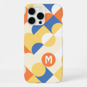 ブルー+イエローのミッドセンチュリー・サークル柄 iPhoneケース (裏面)