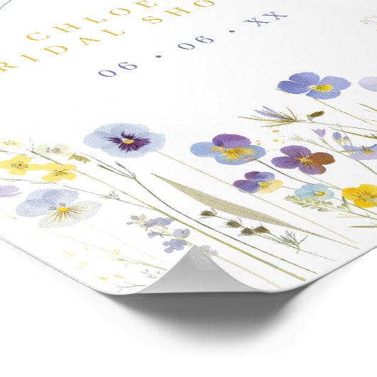 ブルー&イエローの愛が咲く ブライダルシャワーのご案内 ポスター (角)