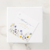 ブルー&イエローの感謝の花のブライズシャワー フェイバータグ (インサイチュ)