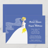 ブルー&イエローの花嫁 ブライダルシャワーの招待状 招待状 (正面/裏面)