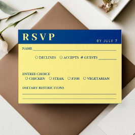 ブルー&イエローウェディングRSVP 出欠カード
