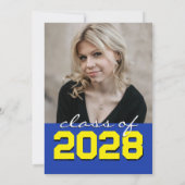 ブルー&イエローシャルボードフィルムストリップ卒業 招待状 (裏面)