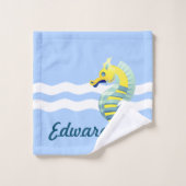 ブルー&イエローシーホース バスタオルセット (ウォッシュタオル)