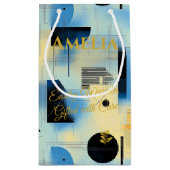 ブルー&イエロージオメモダントリックセレニティアート スモールペーパーバッグ (裏面)