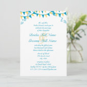 ブルー&イエローバンティンペナント結婚式招待状 招待状 (スタンド正面)