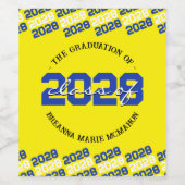 ブルー&イエローパーソナライズされたの卒業酒 ワインラベル (シングルラベル)