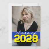 ブルー&イエローフィルムストリップ5写真卒業 招待状 (裏面)