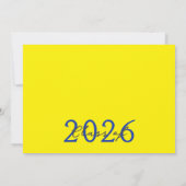 ブルー&イエローフォトフィルムストリップ卒業 招待状 (裏面)