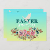 ブルー&イエローフローライースターチャーチ招待状 招待状 (正面/裏面)