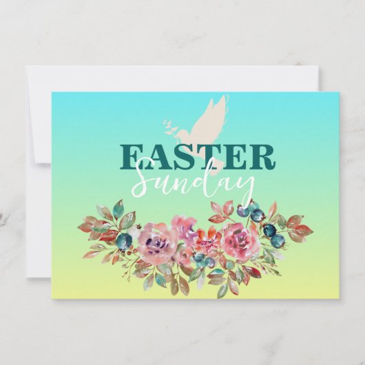 ブルー&イエローフローライースターチャーチ招待状 招待状 (正面)