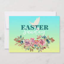 ブルー&イエローフローライースターチャーチ招待状