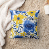 ブルー&イエローフローラドリームピロー クッション (ブランケット)