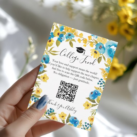 ブルー・イエローフローラ大学基金の卒業 エンクロージャーカード
