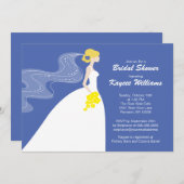 ブルー&イエローブライドブライダルシャワー招待状 招待状 (正面/裏面)