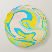 ブルー&イエローマーブルプリントラウンドピロー ラウンドクッション (裏面)