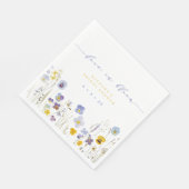 ブルー&イエローラブイン開花フローラブライダルシャワー スタンダードランチョンナプキン (角)