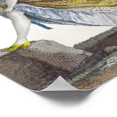 ブルー&イエローリージかわいらしェンフランスのシーファッション ポスター (角)