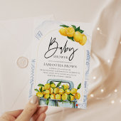 ブルー&イエローレモンベビーイタリアンシャワー 招待状