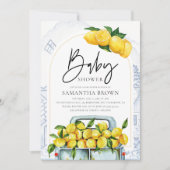 ブルー&イエローレモンベビーイタリアンシャワー 招待状 (正面)