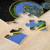 ブルー&イエロー万華鏡のように千変万化するパターンアートプリント ジグソーパズル (側面)