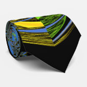 ブルー&イエロー万華鏡のように千変万化するパターンアートプリント ネクタイ (ロール)