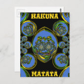 ブルー&イエロー万華鏡のように千変万化するパターンアートプリント ポストカード (正面/裏面)