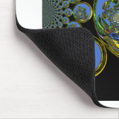 ブルー&イエロー万華鏡のように千変万化するパターンアートプリント マウスパッド (コーナー)