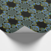 ブルー&イエロー万華鏡のように千変万化するパターンアートプリント ラッピングペーパー (角)