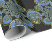 ブルー&イエロー万華鏡のように千変万化するパターンアートプリント ラッピングペーパー (ロールコーナー)