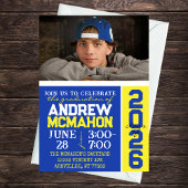 ブルー&イエロー卒業写真招待状 招待状