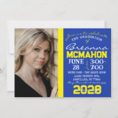 ブルー&イエロー卒業2フォト招待状 招待状 (正面)