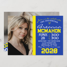 ブルー&イエロー卒業2フォト招待状 招待状