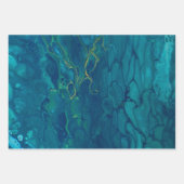 ブルー&イエロー抽象芸術大理石モザイク流体アート ラッピングペーパーシート (正面2)